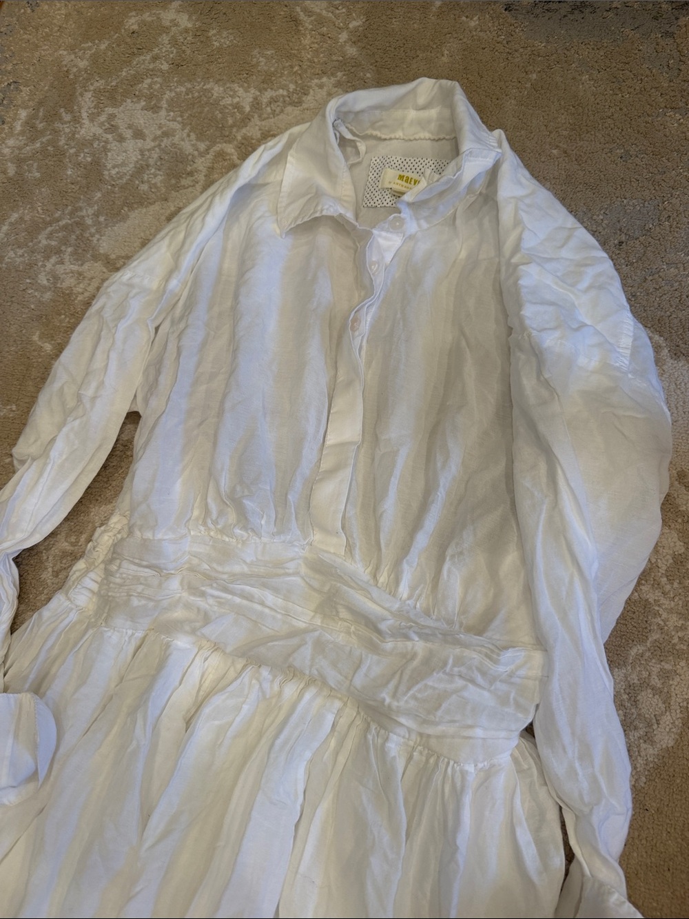 Maeve Long-Sleeve Mini Shirt Dress Size Medium - Picture 4 of 11